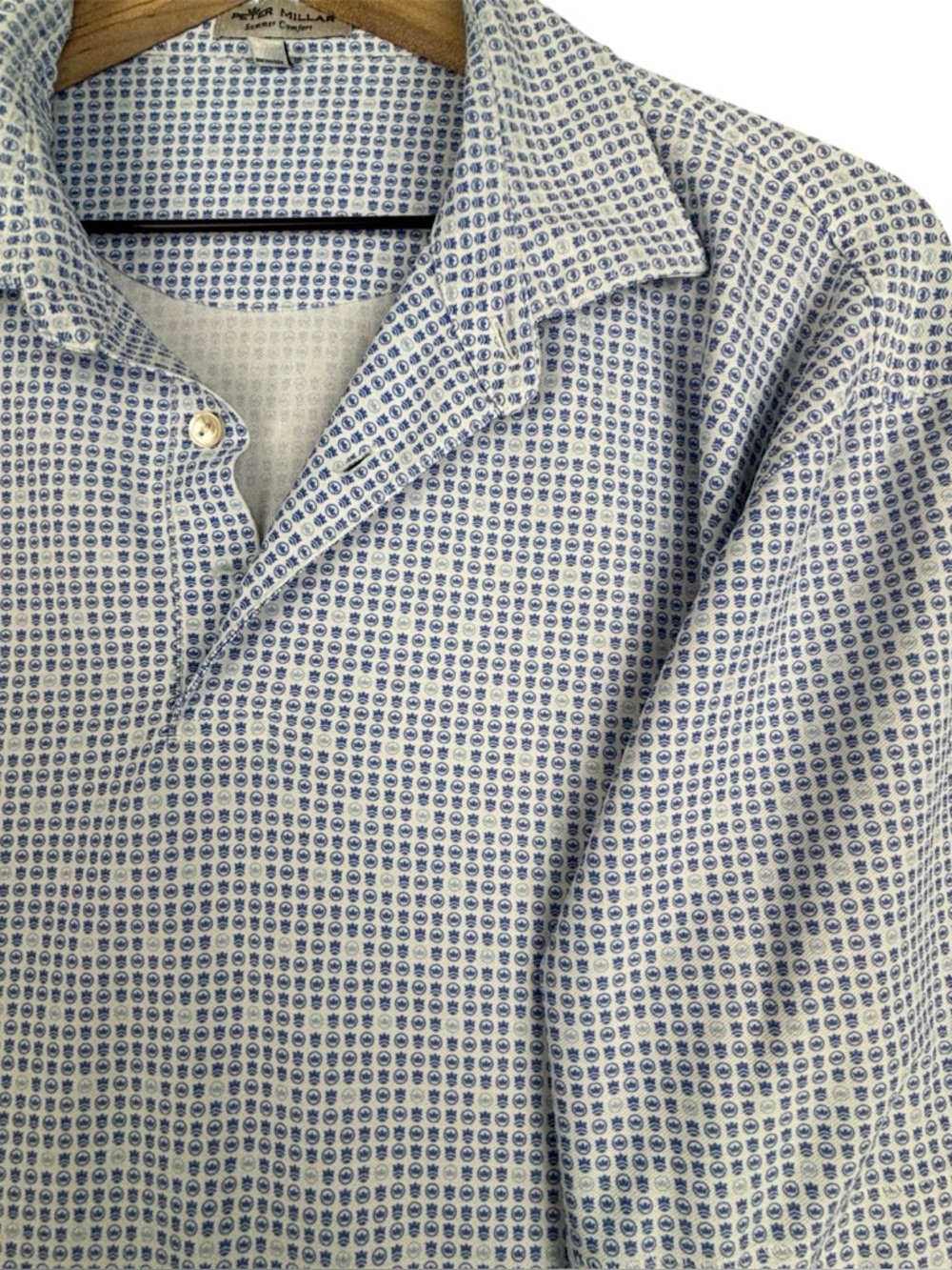Peter Millar Shirt Mens Large Blue Summer Comfort Polo Crown Logo